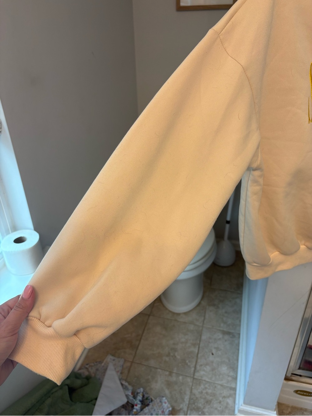 Cream Crewneck Sweatshirt with Rainbow 'SOCIAL' Embroidery - Unbranded - Picture 3 of 5